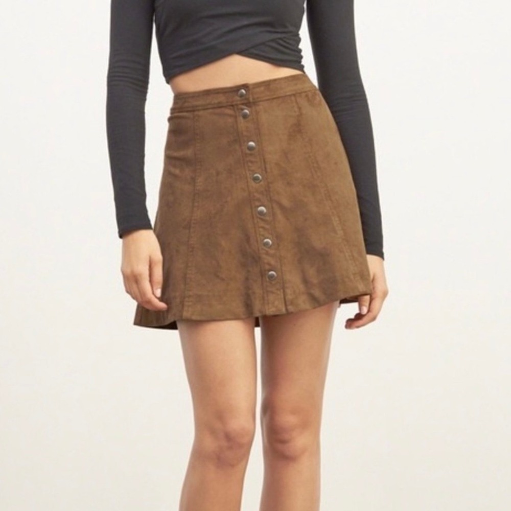 Abercrombie & Fitch Womens Burnt Orange A-Line Faux Suede‎ Skirt - Size 10